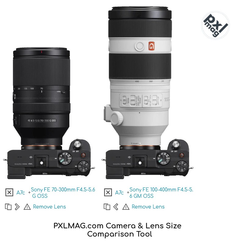 A7c_FE-70-300mm-F4.5-5.6-G-OSS-Sony-FE-A7c_FE-100-400mm-F4.5-5.6-GM-OSS-size-comparison-PXLMAG.jpg