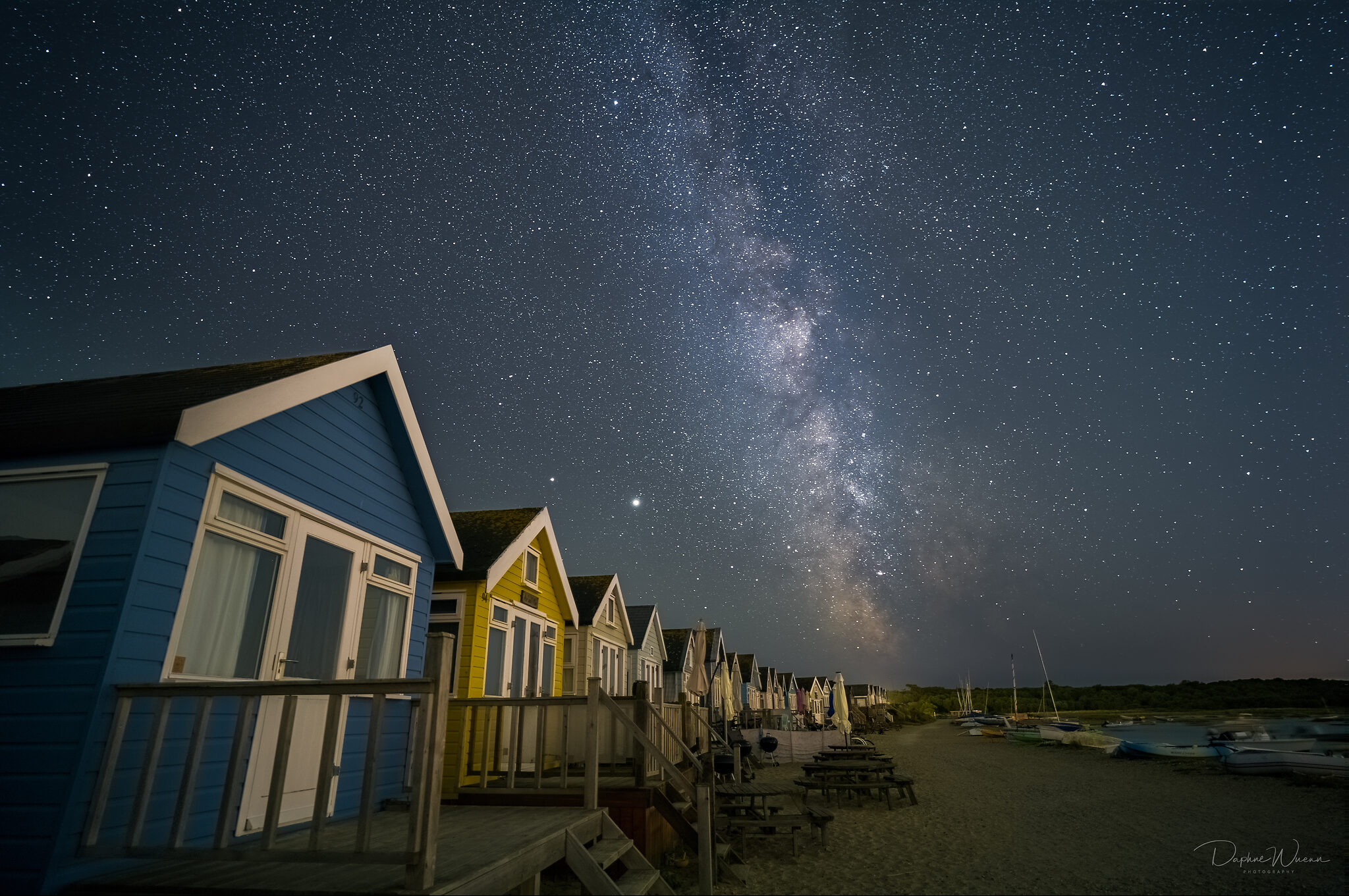 Mudeford Beach Huts Milky Way brighter 20200725 Beachhuts Milky Way.jpg