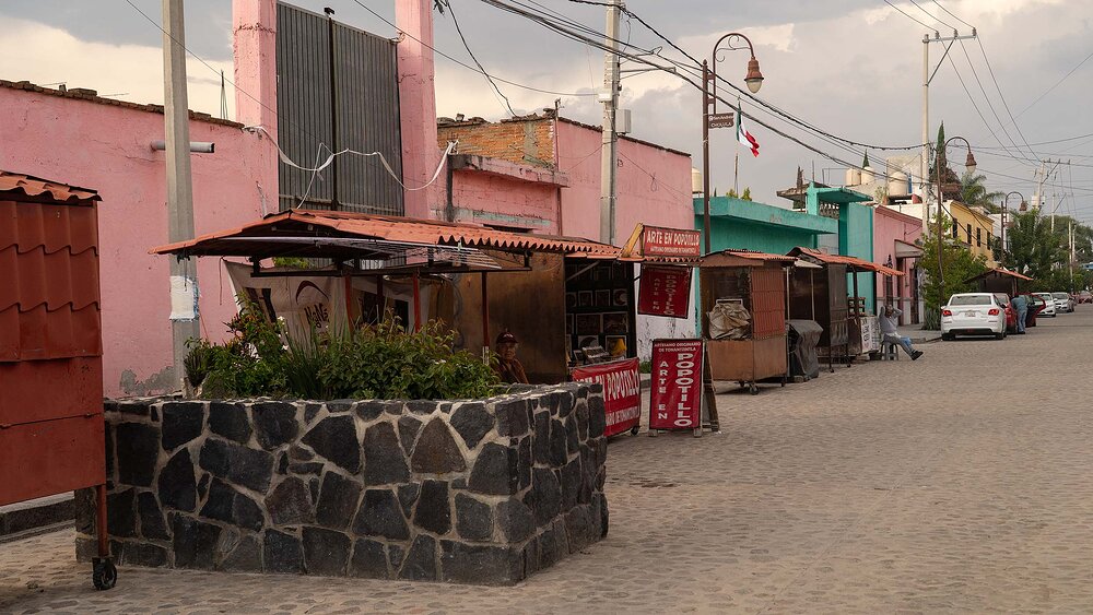 Street of small town outside of Puebla, Mexico