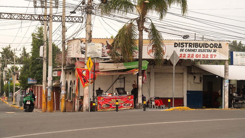 A Business on the corner of a town outside of Puebla, Mexico