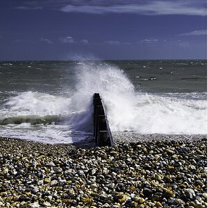 Wind waves and blue sky