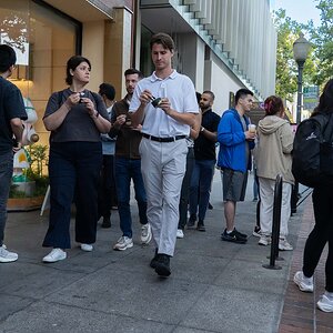 Group eating Ice Cream on University Ave