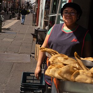 Woman selling Street tacos in Puebla City