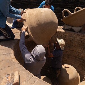 Pottery factory -Loading the large kiln