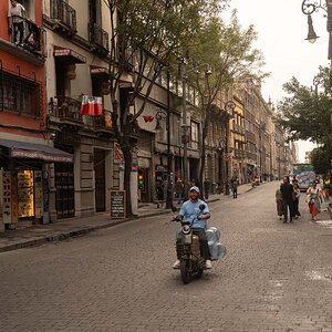 Street with scooter in downtown in Mexico City