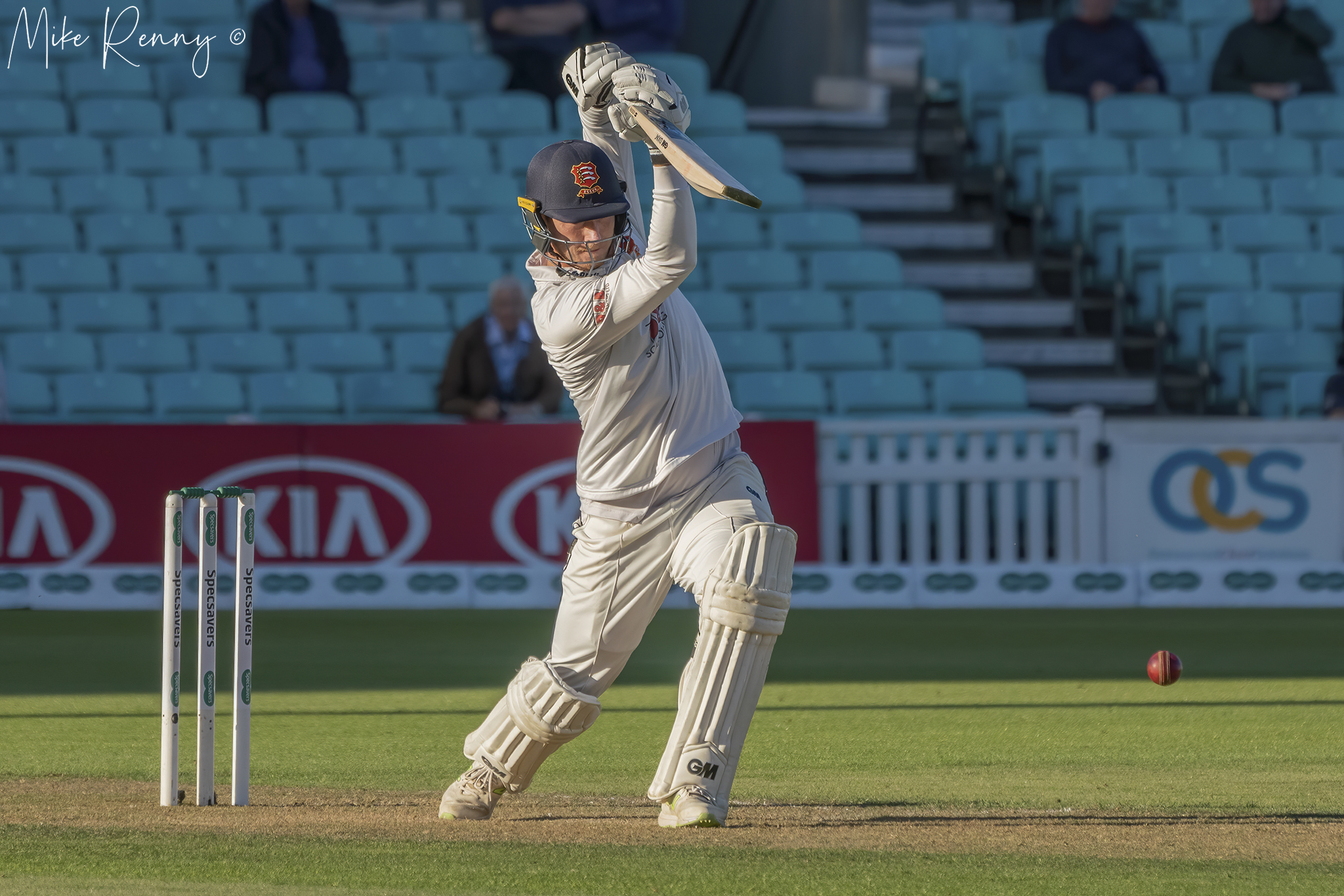 Essex batsman Tom Westley driving through the covers