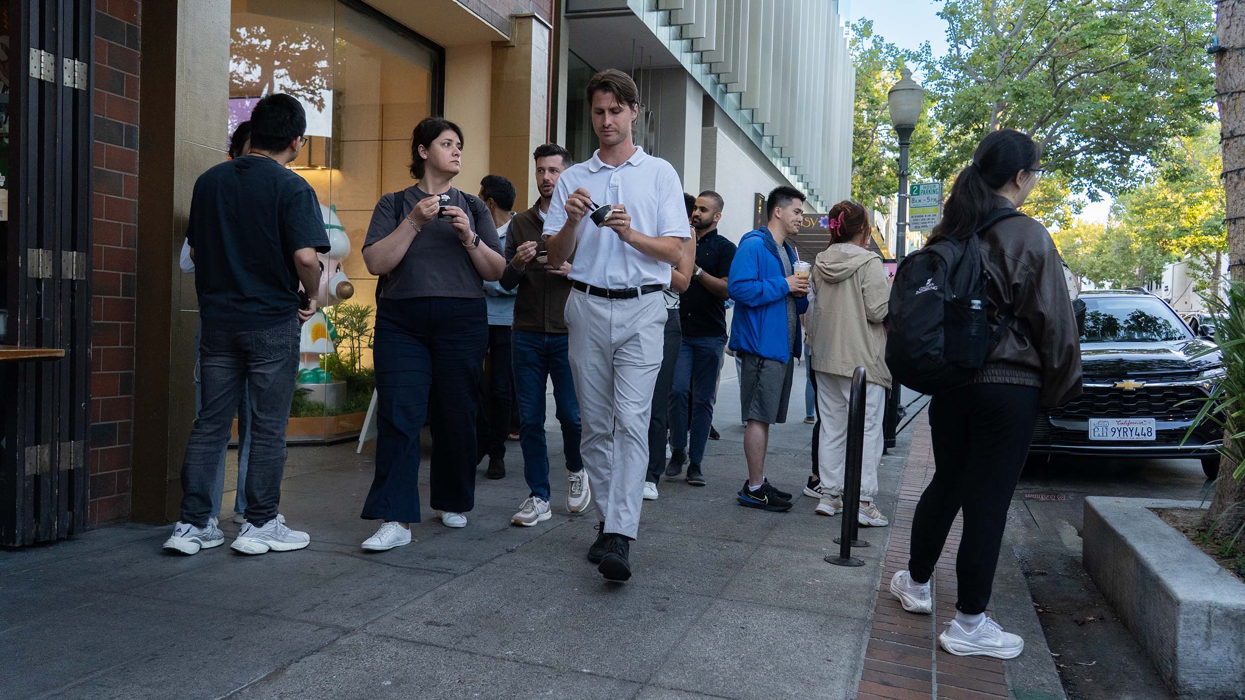 Group eating Ice Cream on University Ave