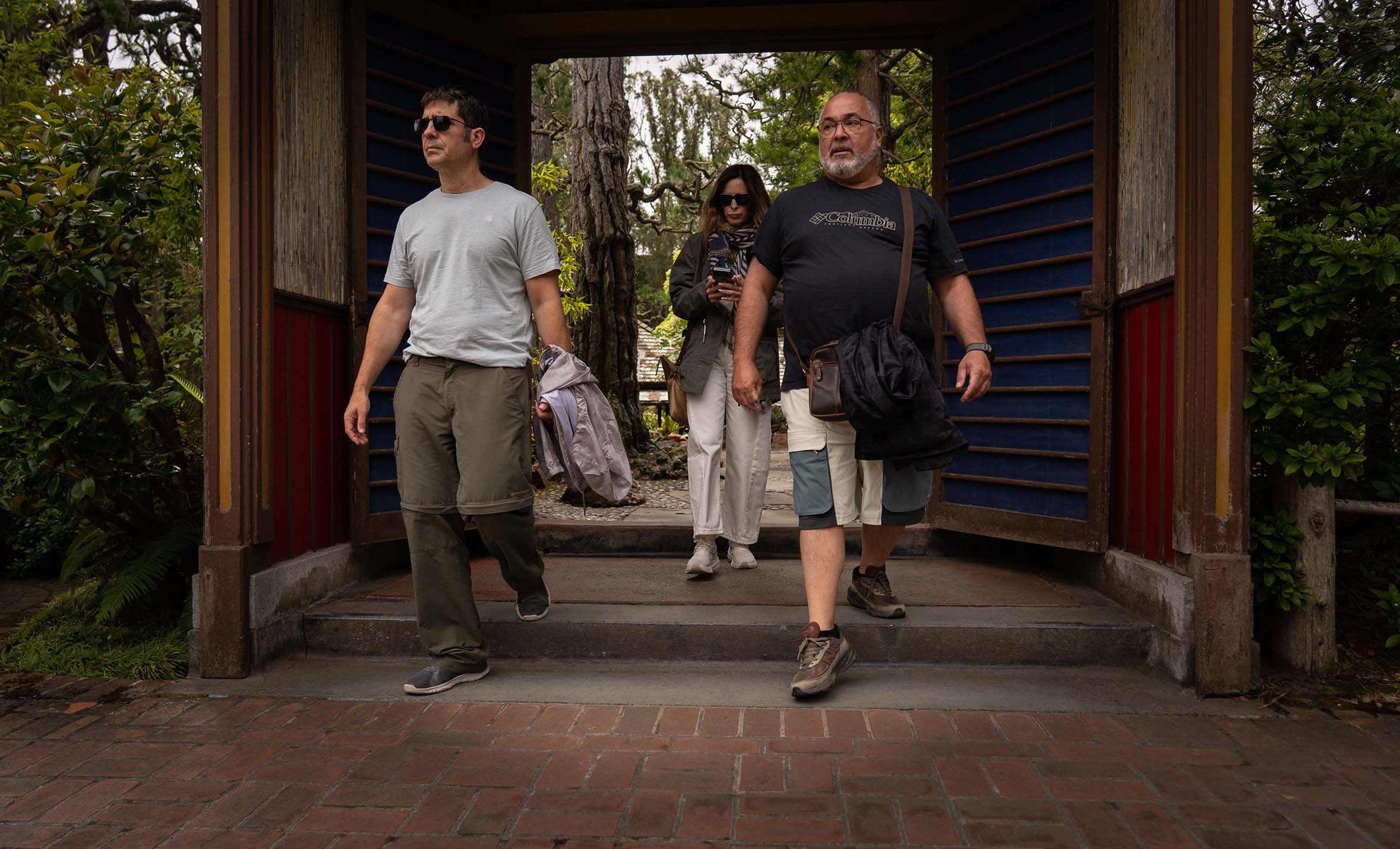 Group walking thru portal