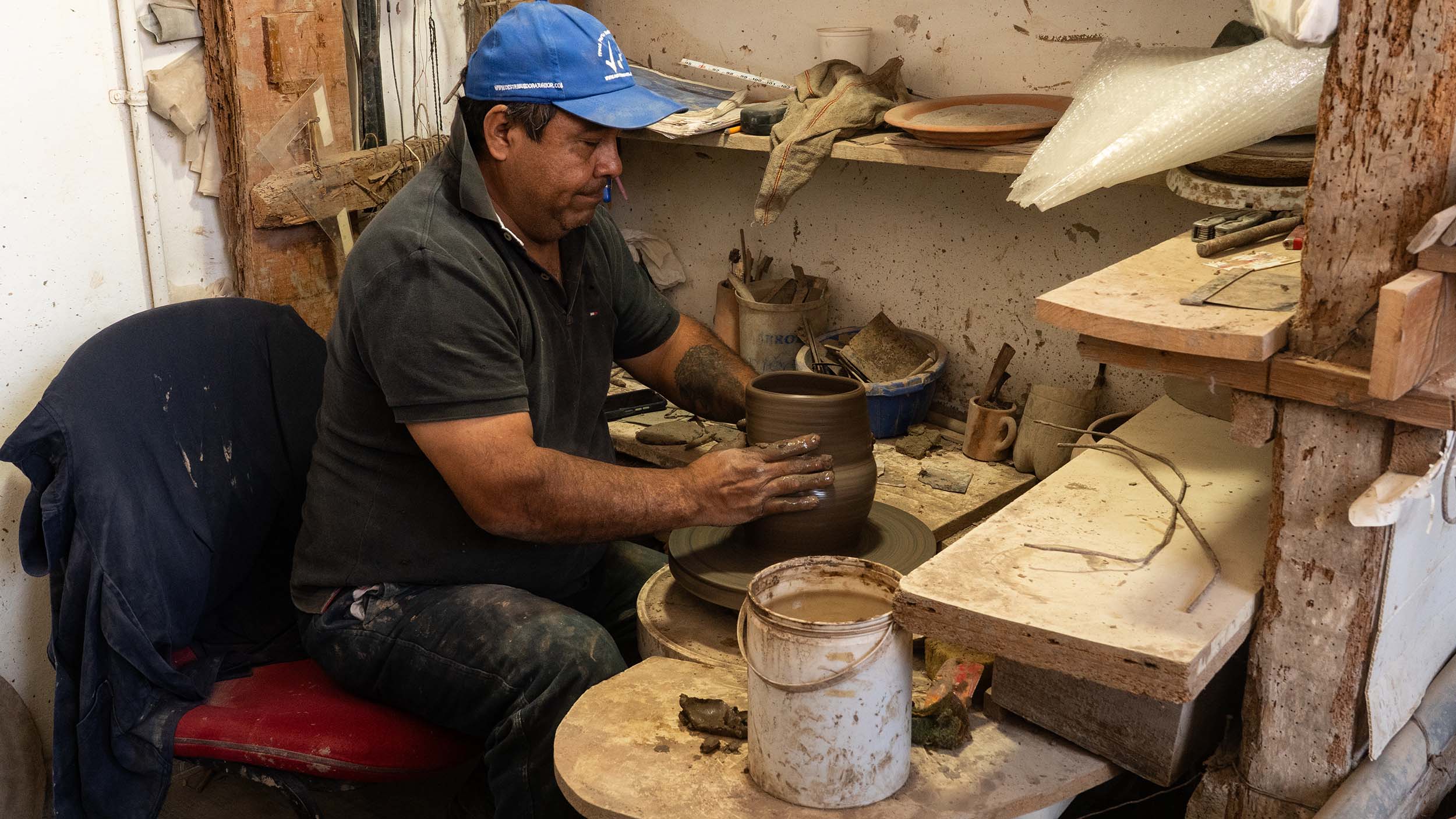 Pottery factory potter's wheel