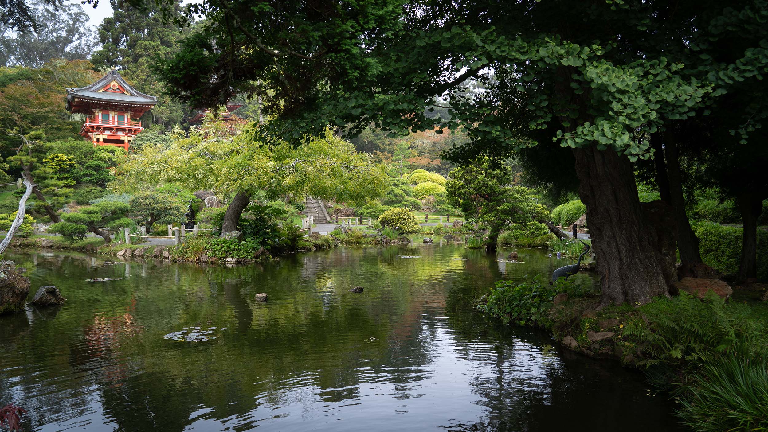 Red Pagoda with pond