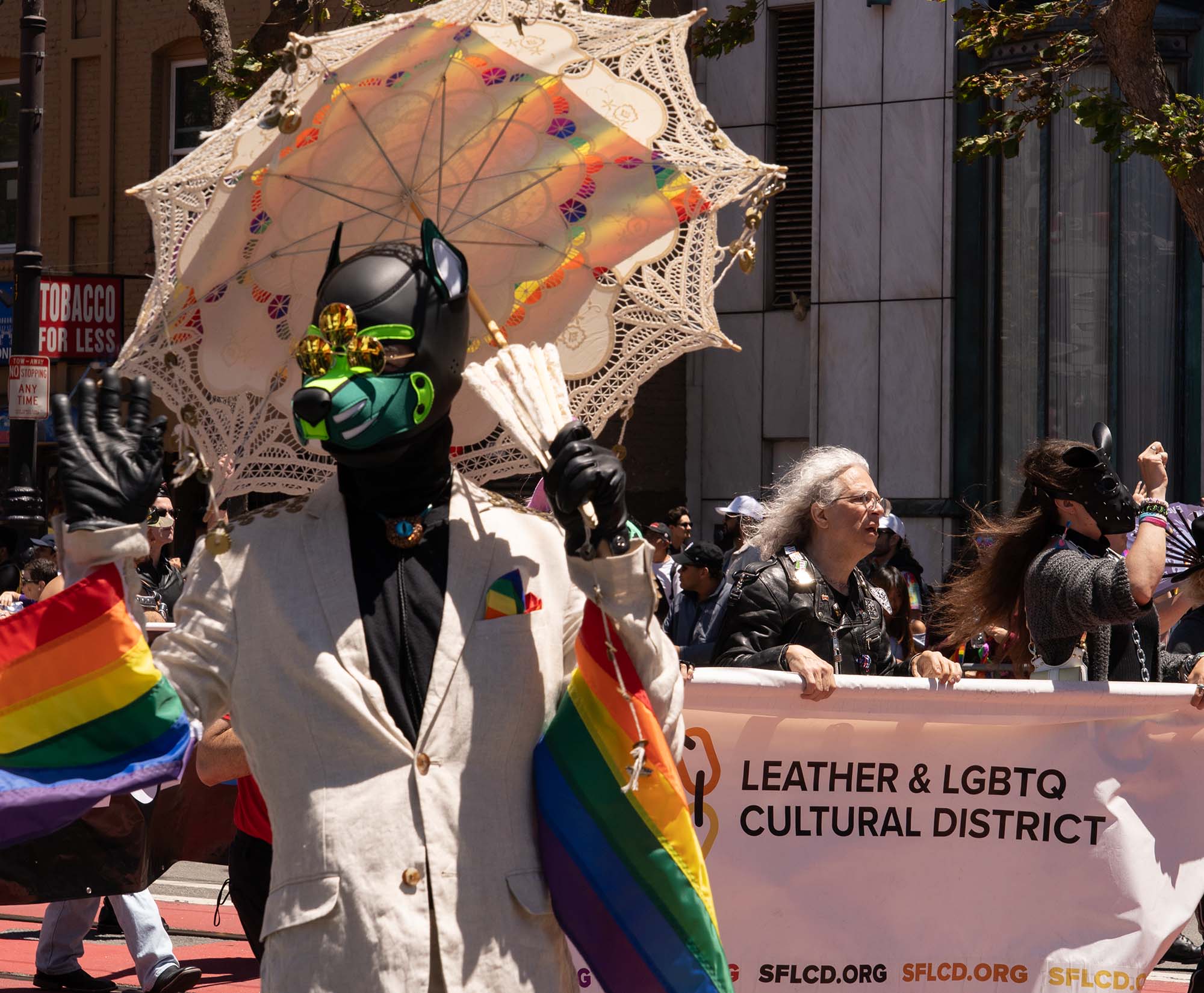 San Francisco Pride Parade 2026 - Leather Dog Mask with white suit