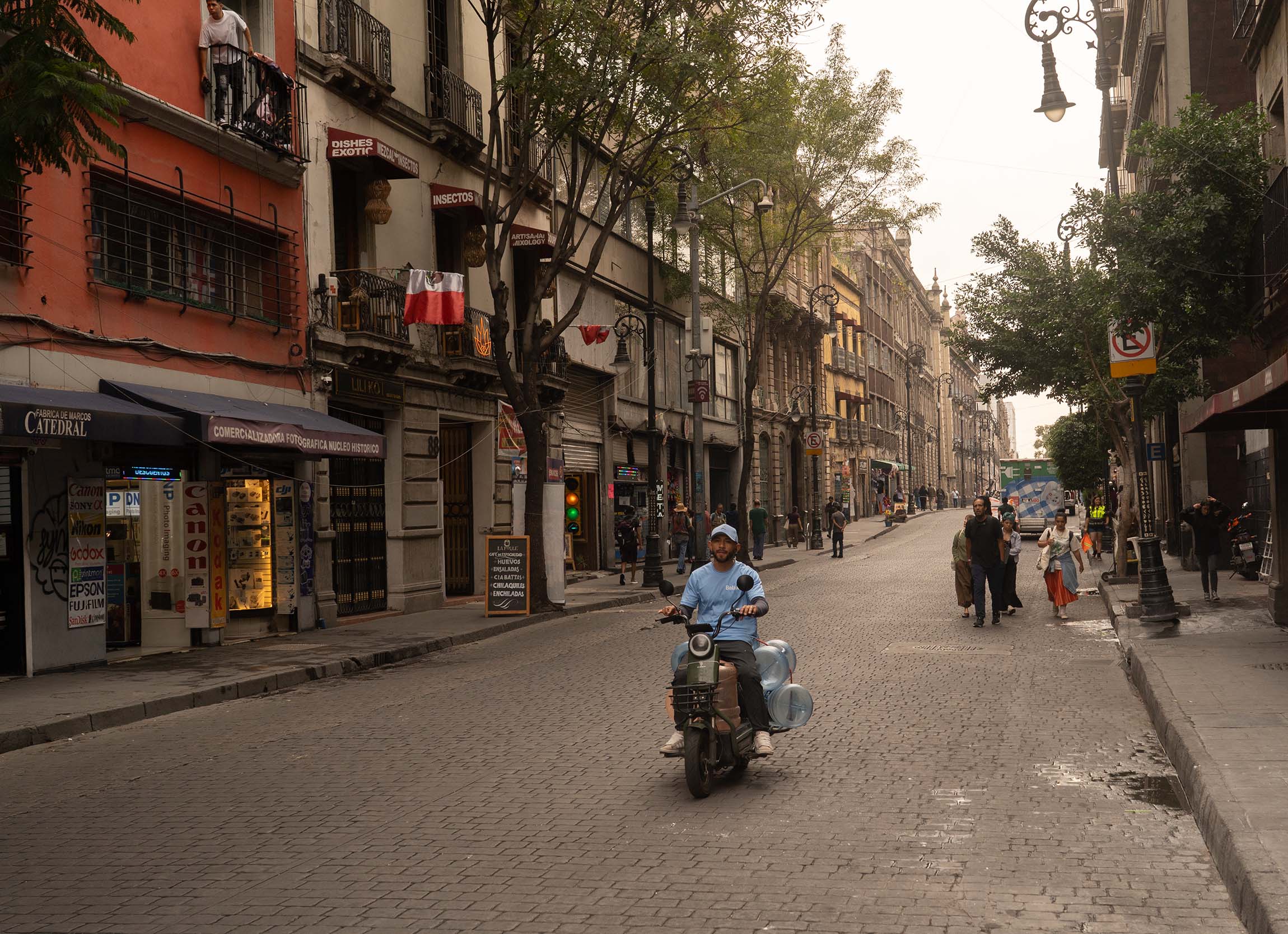 Street with scooter in downtown in Mexico City
