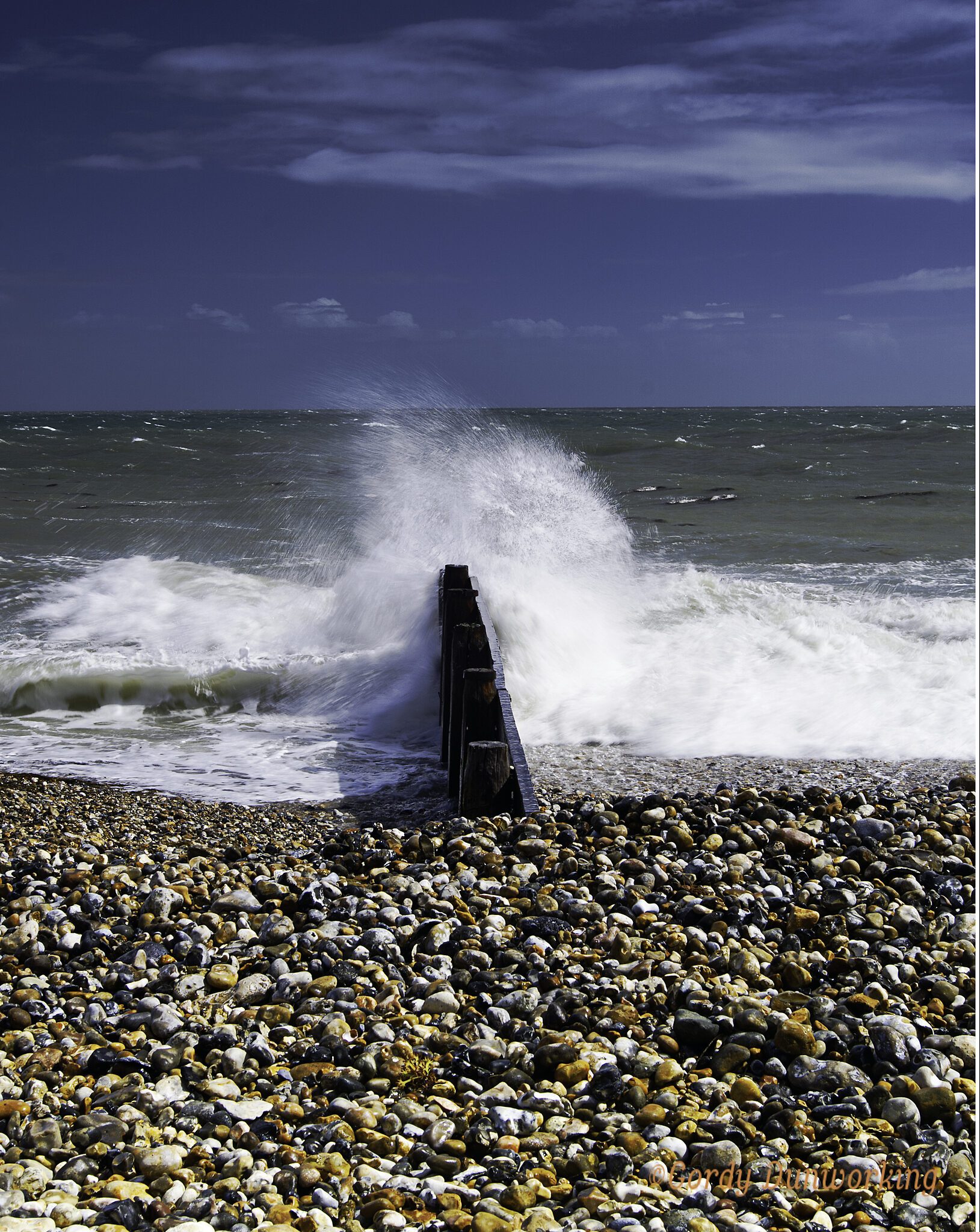 Wind waves and blue sky